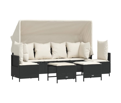 Set de muebles de jardín 5 pzas y cojines ratán sintético negro