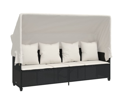 Set de muebles de jardín 5 pzas y cojines ratán sintético negro