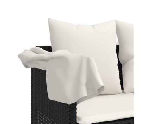 Set de muebles de jardín 5 pzas y cojines ratán sintético negro