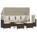 Set comedor de jardín 5 piezas y cojines ratán sintético marrón