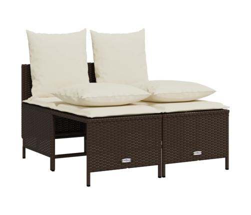 Set comedor de jardín 5 piezas y cojines ratán sintético marrón