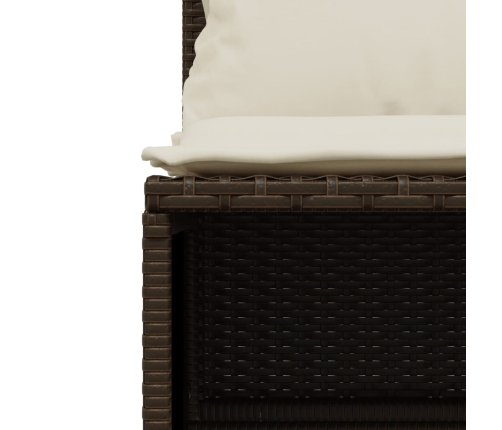 Set comedor de jardín 5 piezas y cojines ratán sintético marrón