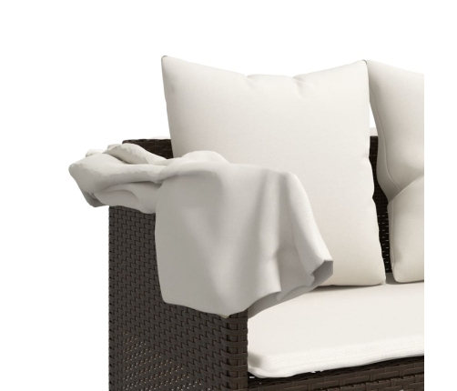 Set comedor de jardín 5 piezas y cojines ratán sintético marrón