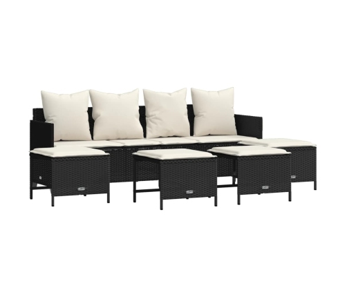 Set de muebles de jardín 5 pzas y cojines ratán sintético negro