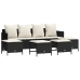 Set de muebles de jardín 5 pzas y cojines ratán sintético negro