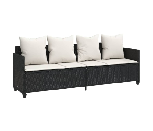 Set de muebles de jardín 5 pzas y cojines ratán sintético negro