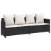 Set de muebles de jardín 5 pzas y cojines ratán sintético negro