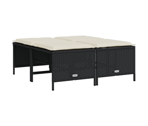 Set de muebles de jardín 5 pzas y cojines ratán sintético negro
