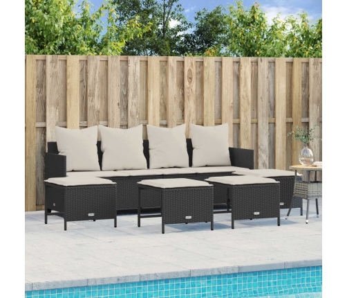 Set de muebles de jardín 5 pzas y cojines ratán sintético negro