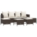 Set comedor de jardín 5 piezas y cojines ratán sintético marrón