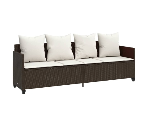Set comedor de jardín 5 piezas y cojines ratán sintético marrón