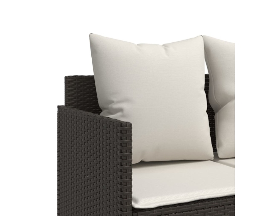 Set comedor de jardín 5 piezas y cojines ratán sintético marrón