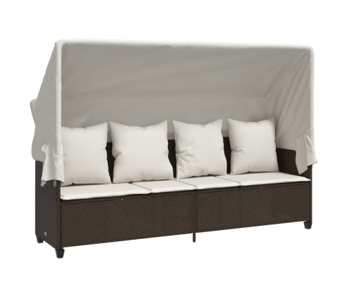 Set comedor de jardín 5 piezas y cojines ratán sintético marrón