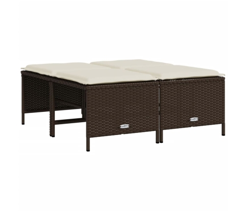 Set comedor de jardín 5 piezas y cojines ratán sintético marrón