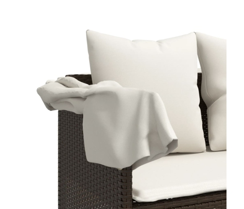 Set comedor de jardín 5 piezas y cojines ratán sintético marrón