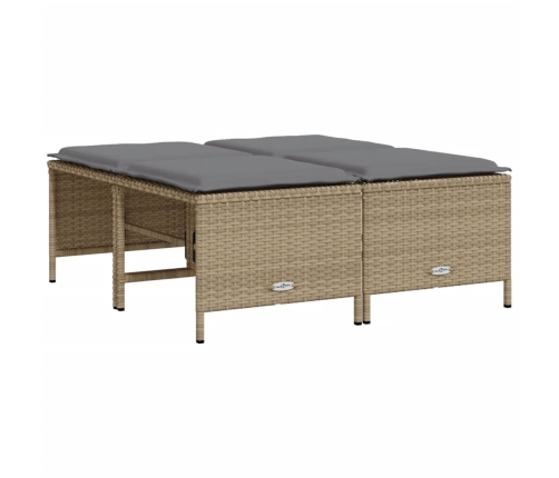 Juego de sofás jardín con cojines 5 pzas ratán sintético beige