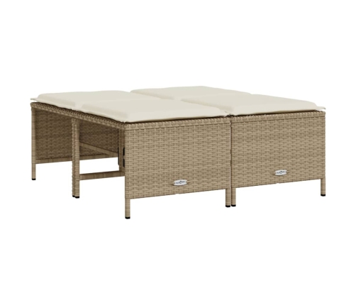 Juego de sofás jardín con cojines 5 pzas ratán sintético beige