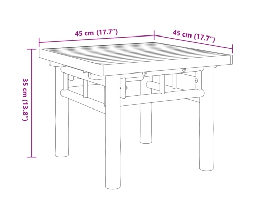 Mesa de centro de bambú 45x45x35 cm