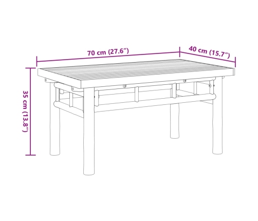 Mesa de centro de bambú 70x40x35 cm