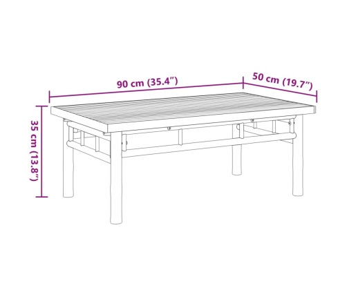 vidaXL Mesita de centro de bambú 90x50x35 cm