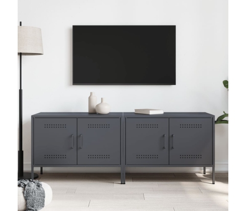 Muebles de TV 2 unidades acero gris antracita 68x39x50,5 cm