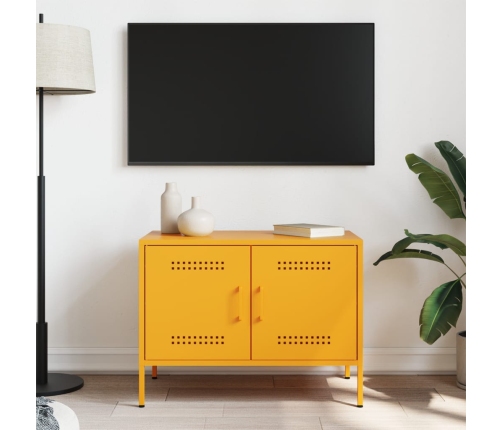 Mueble de TV de acero amarillo mostaza 68x39x50,5 cm