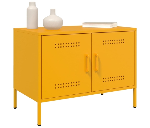 Mueble de TV de acero amarillo mostaza 68x39x50,5 cm