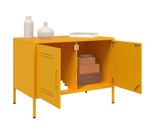 Mueble de TV de acero amarillo mostaza 68x39x50,5 cm