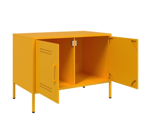 Mueble de TV de acero amarillo mostaza 68x39x50,5 cm