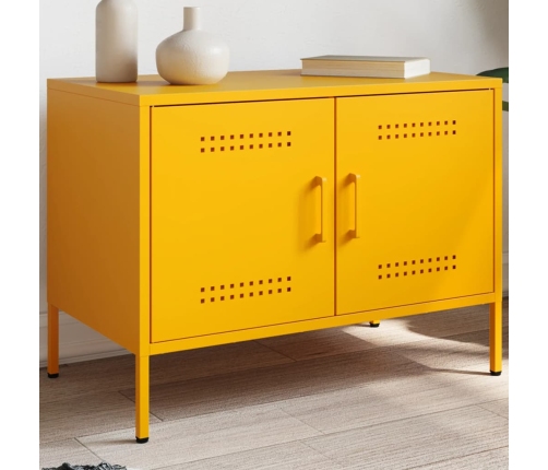 Mueble de TV de acero amarillo mostaza 68x39x50,5 cm