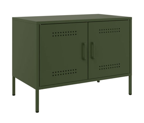 Mueble de TV de acero verde oliva 68x39x50,5 cm