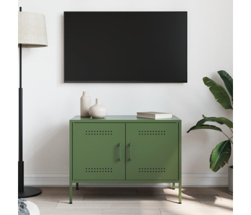 Mueble de TV de acero verde oliva 68x39x50,5 cm