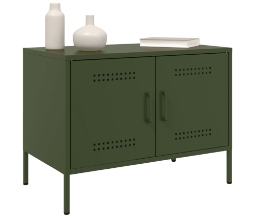 Mueble de TV de acero verde oliva 68x39x50,5 cm