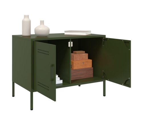 Mueble de TV de acero verde oliva 68x39x50,5 cm