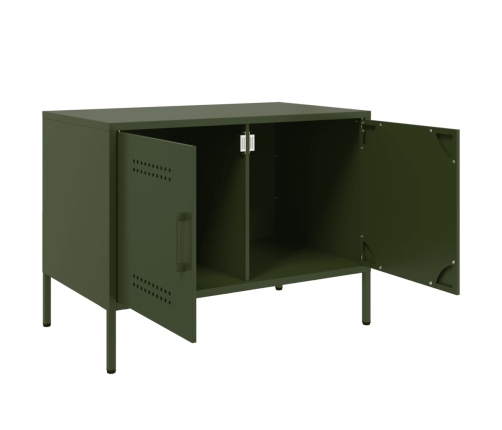 Mueble de TV de acero verde oliva 68x39x50,5 cm