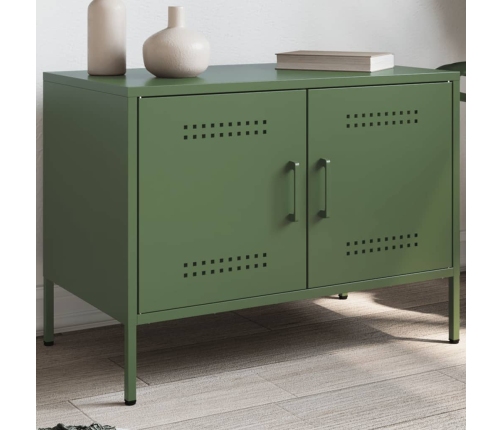 Mueble de TV de acero verde oliva 68x39x50,5 cm