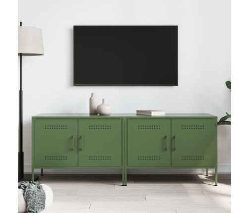 Muebles de TV 2 piezas acero verde oliva 68x39x50,5 cm