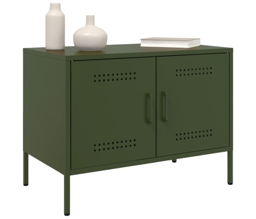 Muebles de TV 2 piezas acero verde oliva 68x39x50,5 cm