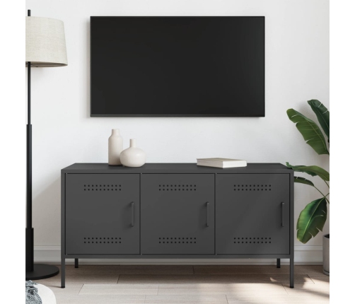 vidaXL Mueble para TV de acero negro 100,5x39x50,5 cm