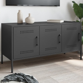 Mueble para TV de acero negro 100,5x39x50,5 cm