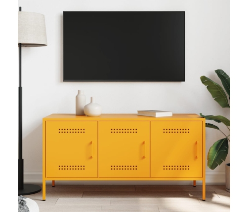 Mueble de TV de acero amarillo mostaza 100,5x39x50,5 cm