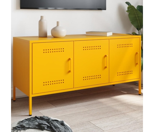 Mueble de TV de acero amarillo mostaza 100,5x39x50,5 cm