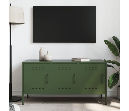 Mueble de TV de acero verde oliva 100,5x39x50,5 cm