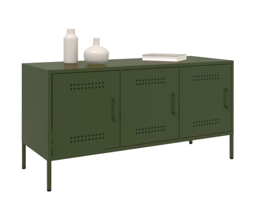 Mueble de TV de acero verde oliva 100,5x39x50,5 cm