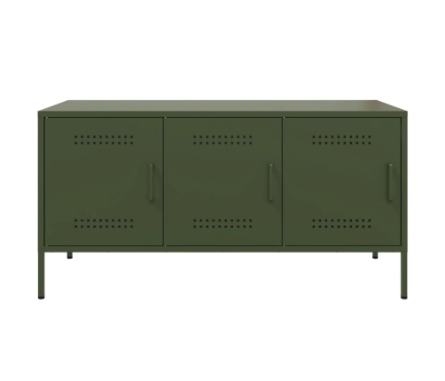 Mueble de TV de acero verde oliva 100,5x39x50,5 cm