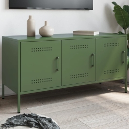 Mueble de TV de acero verde oliva 100,5x39x50,5 cm