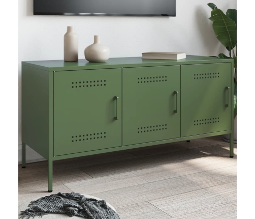 Mueble de TV de acero verde oliva 100,5x39x50,5 cm