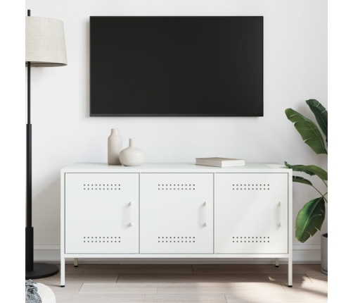 Mueble de TV de acero blanco 100,5x39x50,5 cm