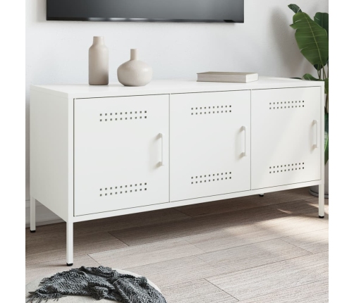 Mueble de TV de acero blanco 100,5x39x50,5 cm