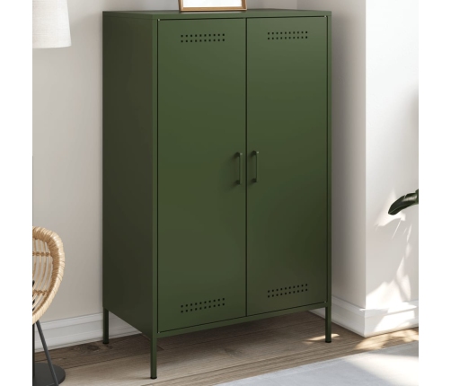 Aparador de acero verde oliva 68x39x113 cm